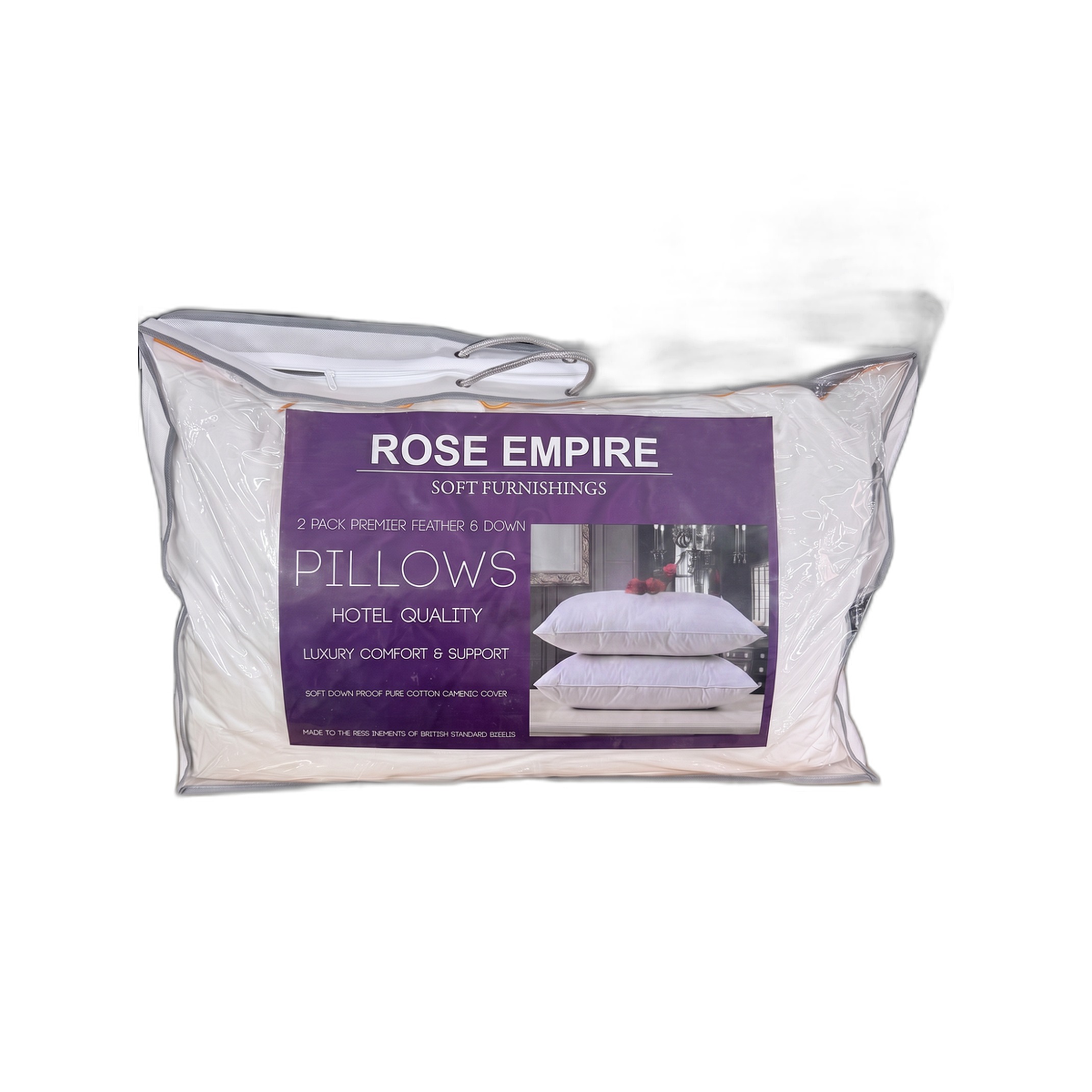 Goose feather and duck down wholesale pillows in cotton zip-bag trade pack