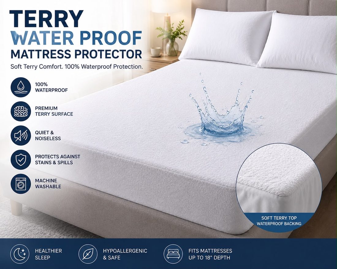 Terry waterproof mattress protector trade line